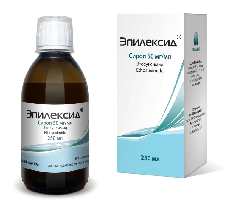 Epilexid® syrup 250 ml (ethosuximide 50 mg/ml) produced by PIQ-PHARMA LEK LLC, Belgorod, coming to pharmacies in Russia.